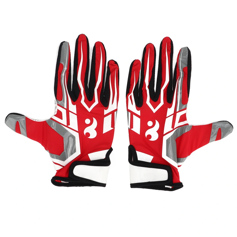 A Pair Football Gloves Anti Slip Baseball Batting Glove Portable Enhanced Performance Football Gloves for Outdoor Activities Red S