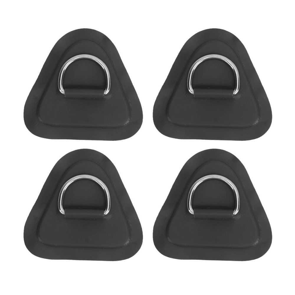 4 Pcs D Ring Patch Stainless Steel D Ring Pad for Inflatable Boat Surfboard Dinghy Paddle Board Black