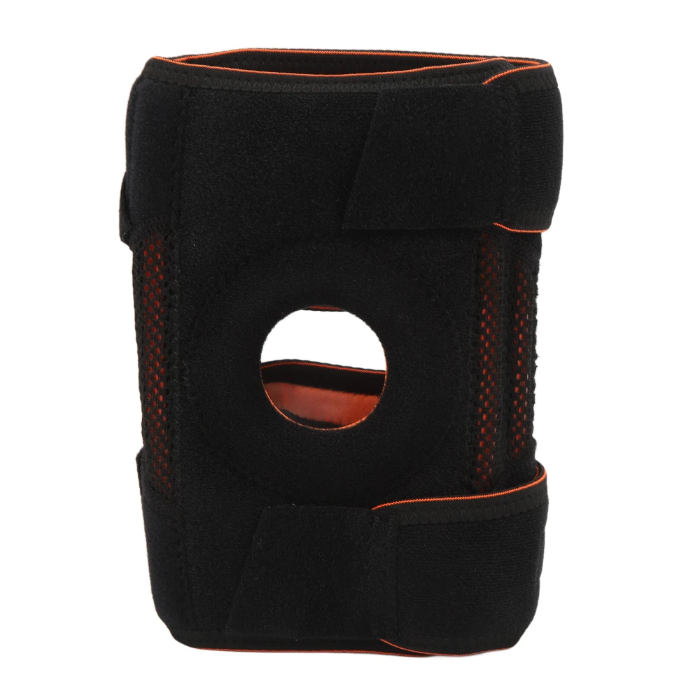 Black Unisex Sporting Knee Support Adjustable Silicone Spring Hollow Open Type Knee Brace