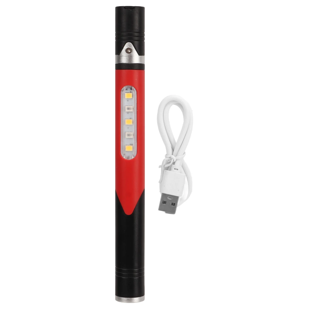 LED Penlight 3 Light Source 4 Light Gear USB Charging IPX4 Waterproof Portable Pen Lamp with Pen Clip for Doctor Nurse Red