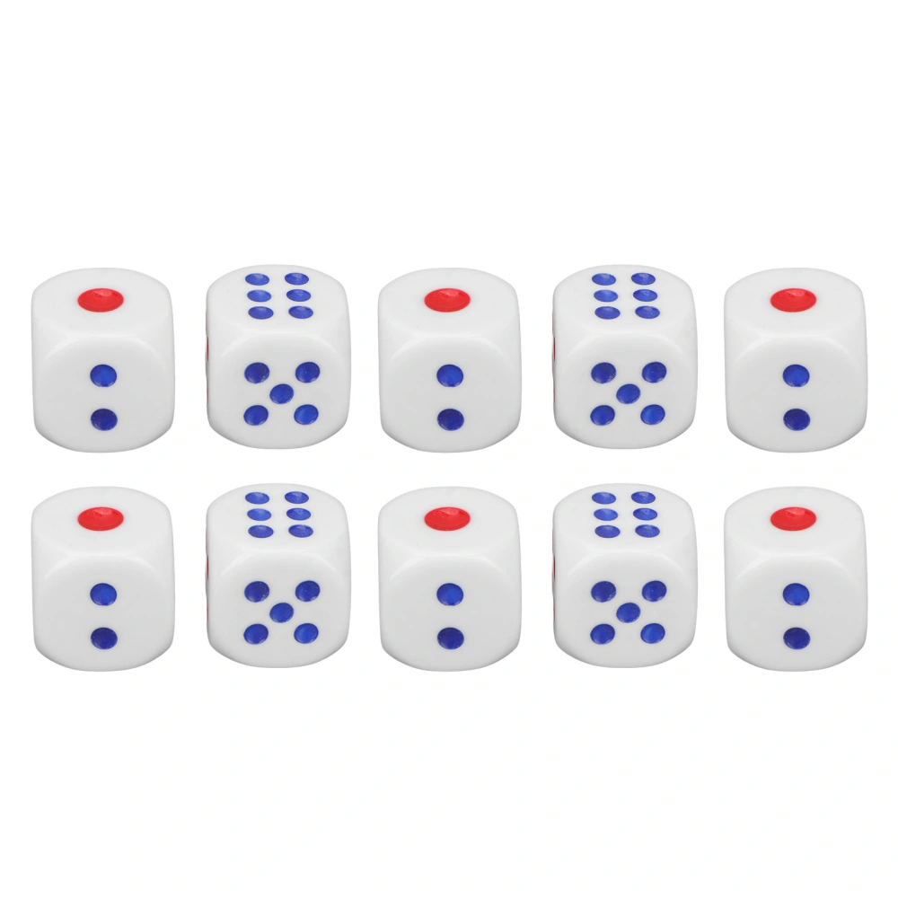 10pcs 6 Sided Dice Interesting Safe Waterproof Durable Portable Standard Dice for Entertainment White