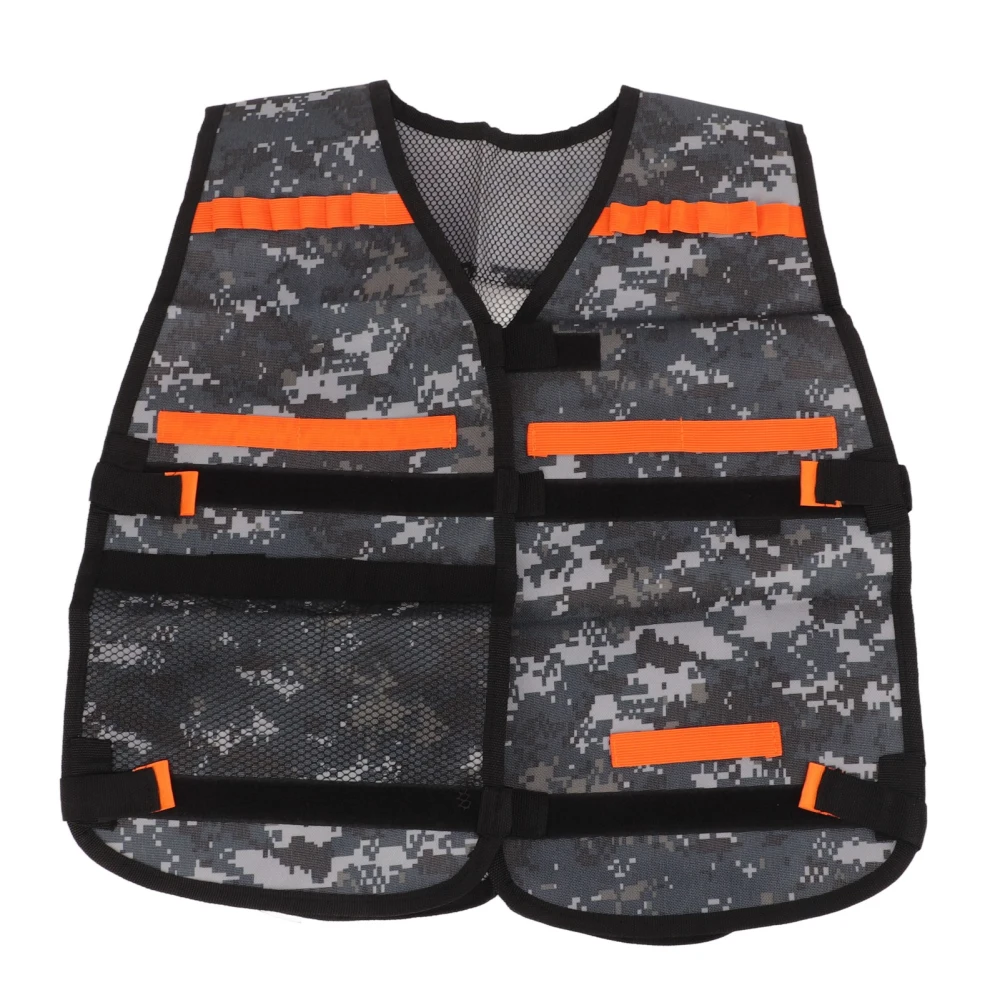 Kids Game Holder Vest Oxford Cloth Adjustable Kids Toy Clip Waistcoat for Outdoor Adventure Camouflage Grey