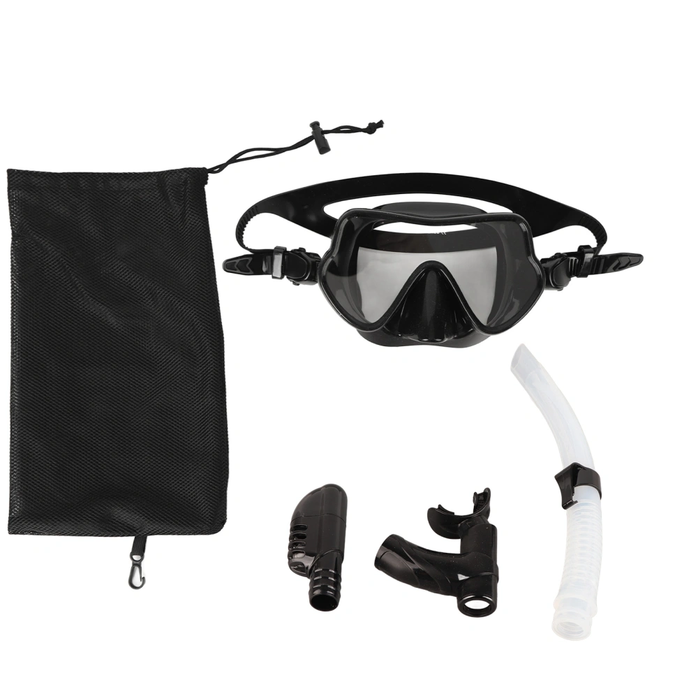 Snorkel Diving Goggles Portable Folding Silicone Full Dry Top Snorkel Set Scuba Goggles Snorkeling Gear for Adults Black