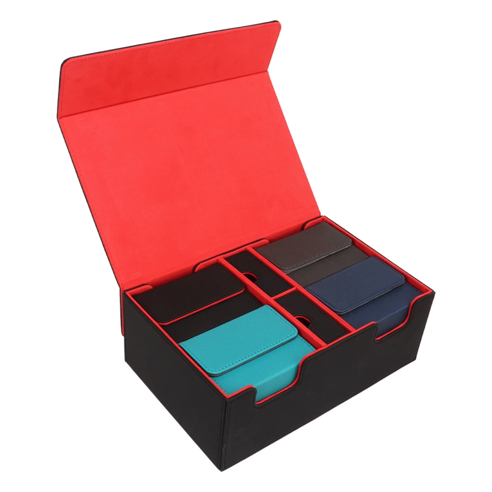 400 Plus Card Deck Case Multifunctional Game Card Storage Case PU Leather Magnetic Closure Commander Card Storage Box