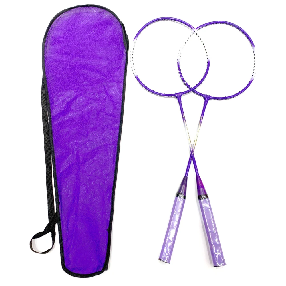 Badminton Racket 2 Player Super Light Split Handle Iron Alloy Badminton Racket Set for Beginner Children Purple