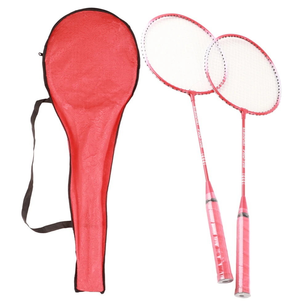 Badminton Racket 2 Player Super Light Split Handle Iron Alloy Badminton Racket Set for Beginner Children Red