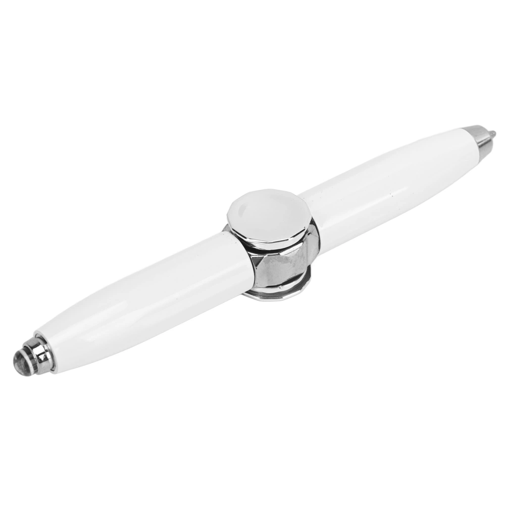 Fingertip Luminous Gyro Ballpoint Pen Finger Spinning Writing Pen with LED Light for Releasing Stress White