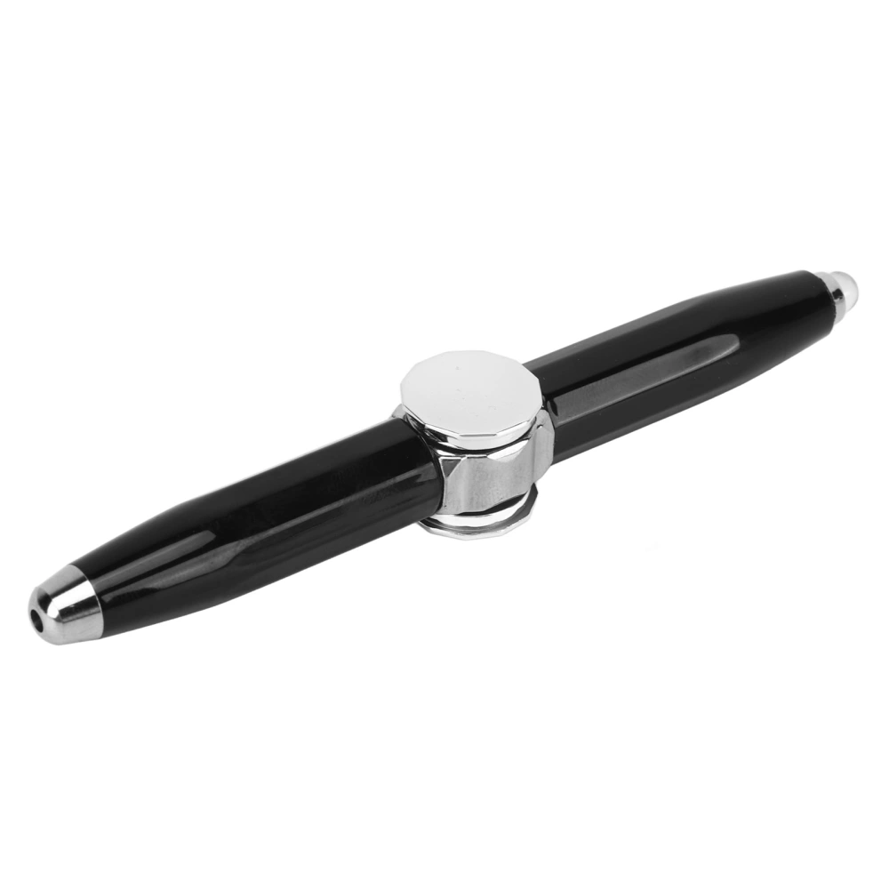 Fingertip Luminous Gyro Ballpoint Pen Finger Spinning Writing Pen with LED Light for Releasing Stress Black