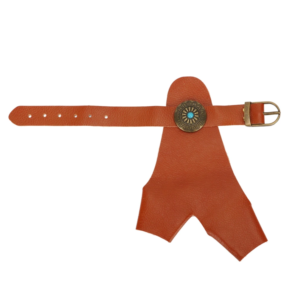 Archery Hand Guard PU Leather Adjustable Strap Vintage Rivet Decoration Hand Protector Glove Brown