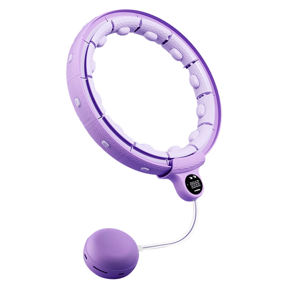 Weighted Fit Hoop Spot Massage Double Rail High Stability Waist Slimming Smart Fitness Exercise Hoop Purple Waist 50‑95cm/19.69‑37.4in (Within 95kg)