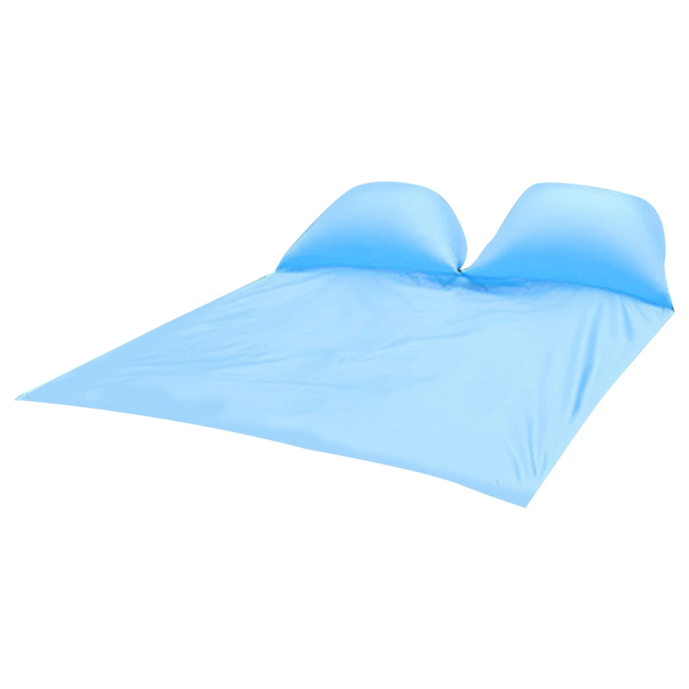 Picnic Mat with Inflatable Pillow Picnic Blanket Pad with Waterproof Pillow Nails Storage Bag for Outdoor Sky Blue Double People Use, 145x210cm / 57.1x82.7in