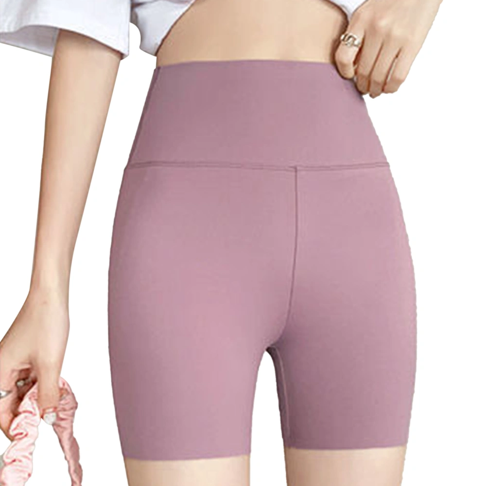 Women Short Leggings Summer Stylish Letter Print Breathable Highly Elastic High Waisted Women Athletic Shorts Purple Pink Small Size, High Elasticity (37.5‑62.5kg/82.7-137.8lb)