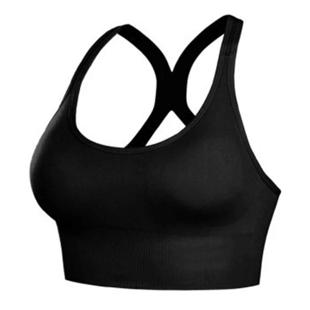 Women Sports Bra U Neck Criss Cross Breathable Stretchy Shockproof Women Yoga Sports Bra for Fitness Running Black S (Suitable for Less Than 50kg/110.2lb)