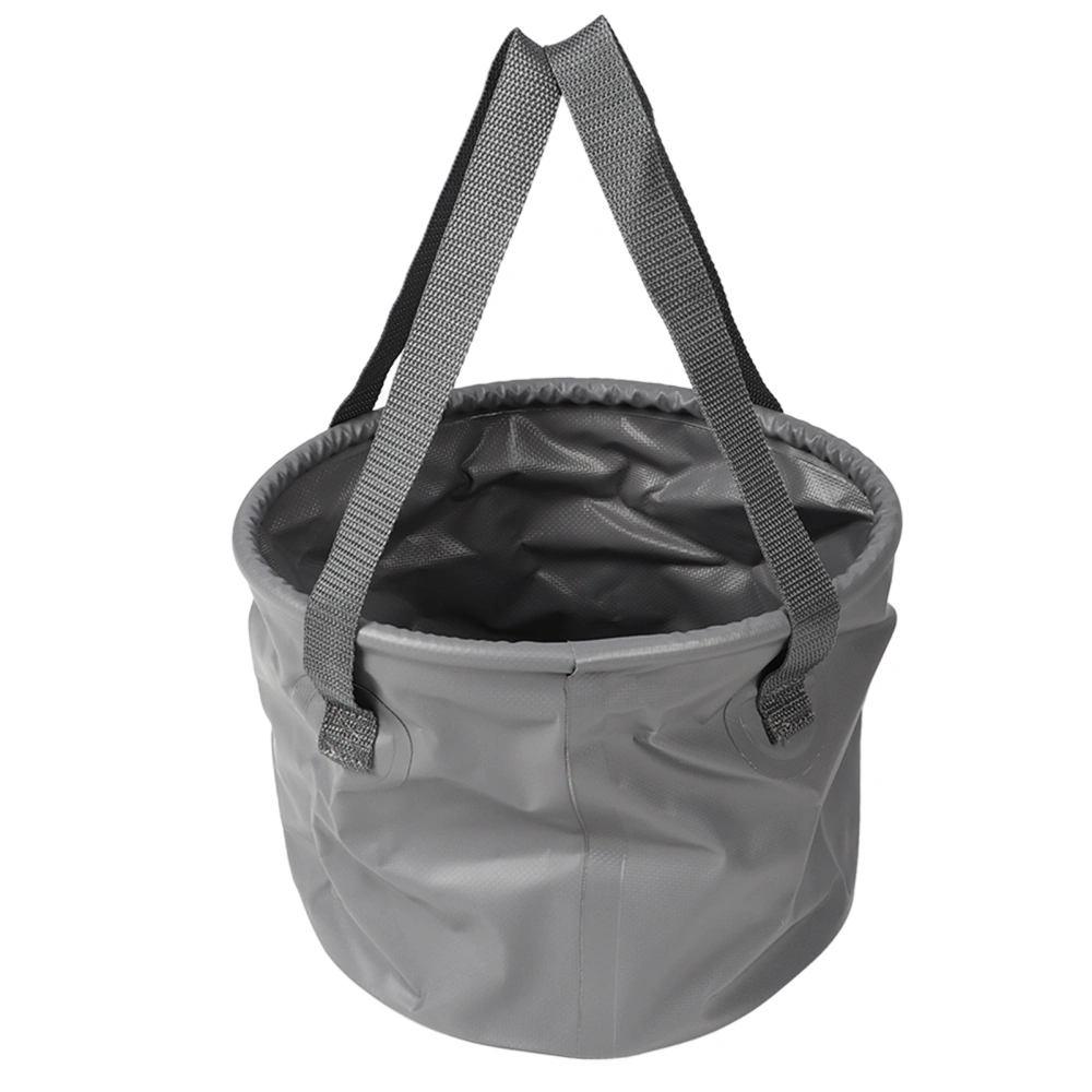 Collapsible Bucket Thickened Large Capacity Portable Folding Water Container with Handle for Camping Fishing Gray 10L