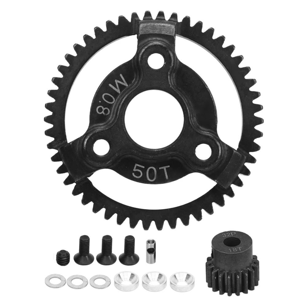 Pinion and Spur Gear Set Steel Wear Resistant 32P 50T 18T RC Gear Set for Traxxas Slash 2WD 1/10