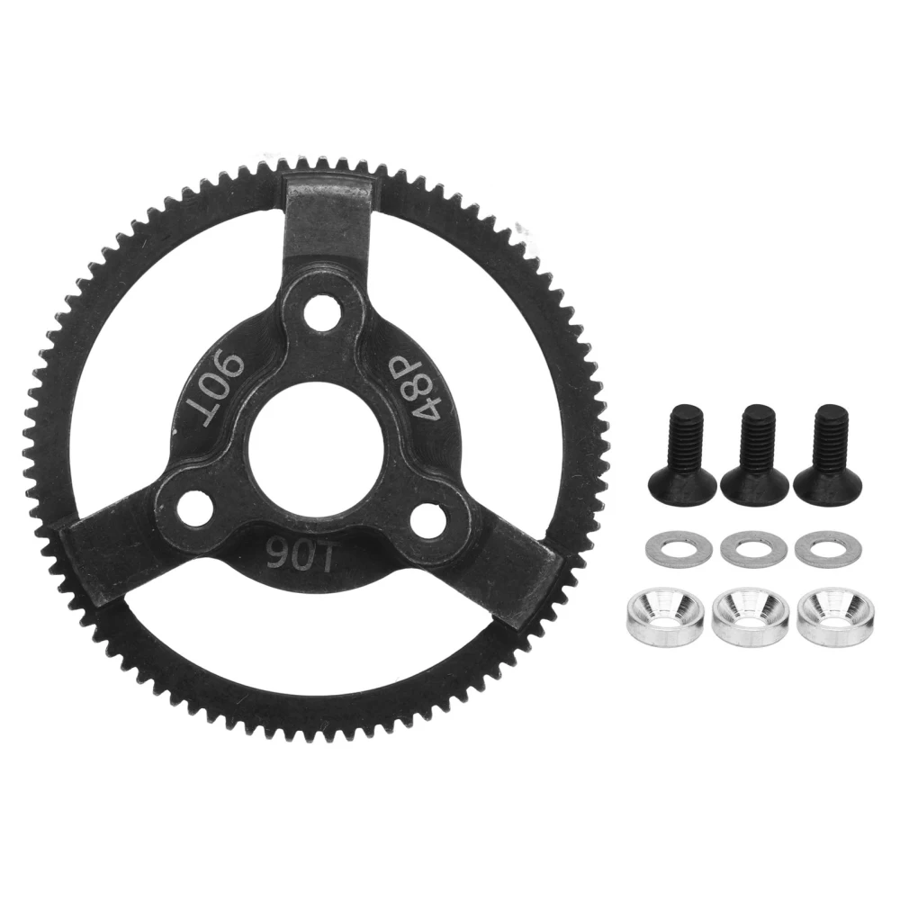 48P Steel Spur Gear Hardened RC Steel Spur Gear Set for Traxxas Slash 2WD 1/10 RC Car Upgraded Parts 90T