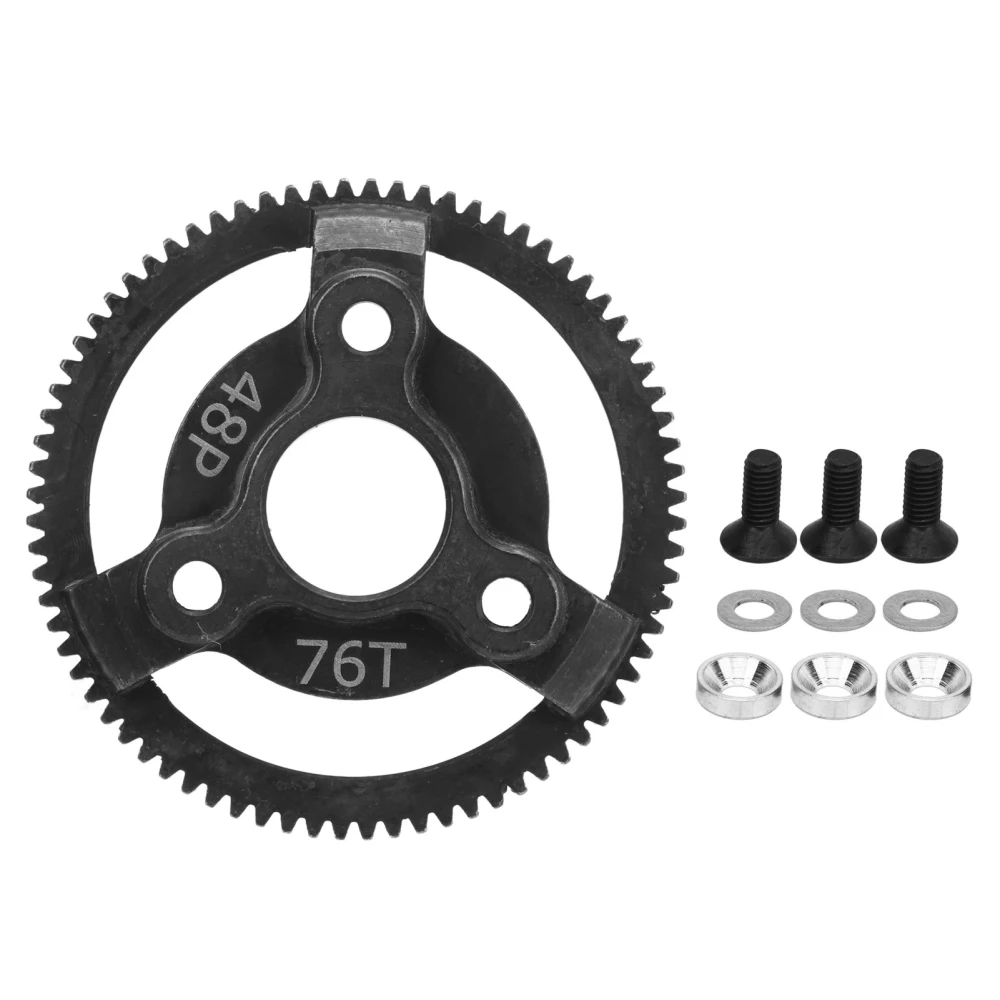 48P Steel Spur Gear Hardened RC Steel Spur Gear Set for Traxxas Slash 2WD 1/10 RC Car Upgraded Parts 76T