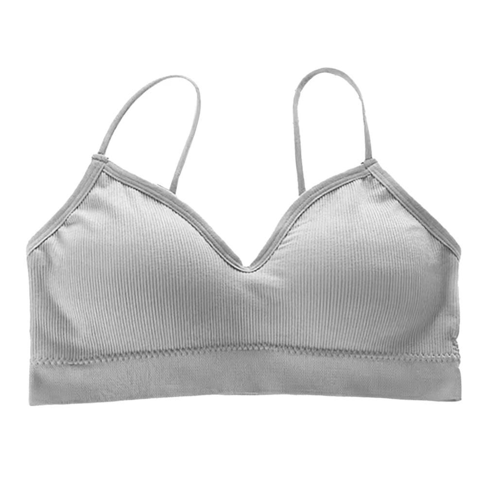 Wireless Bra Pure Color Comfortable Delicate Breathable Strong Support Seamless Sports Vest Bra Grey