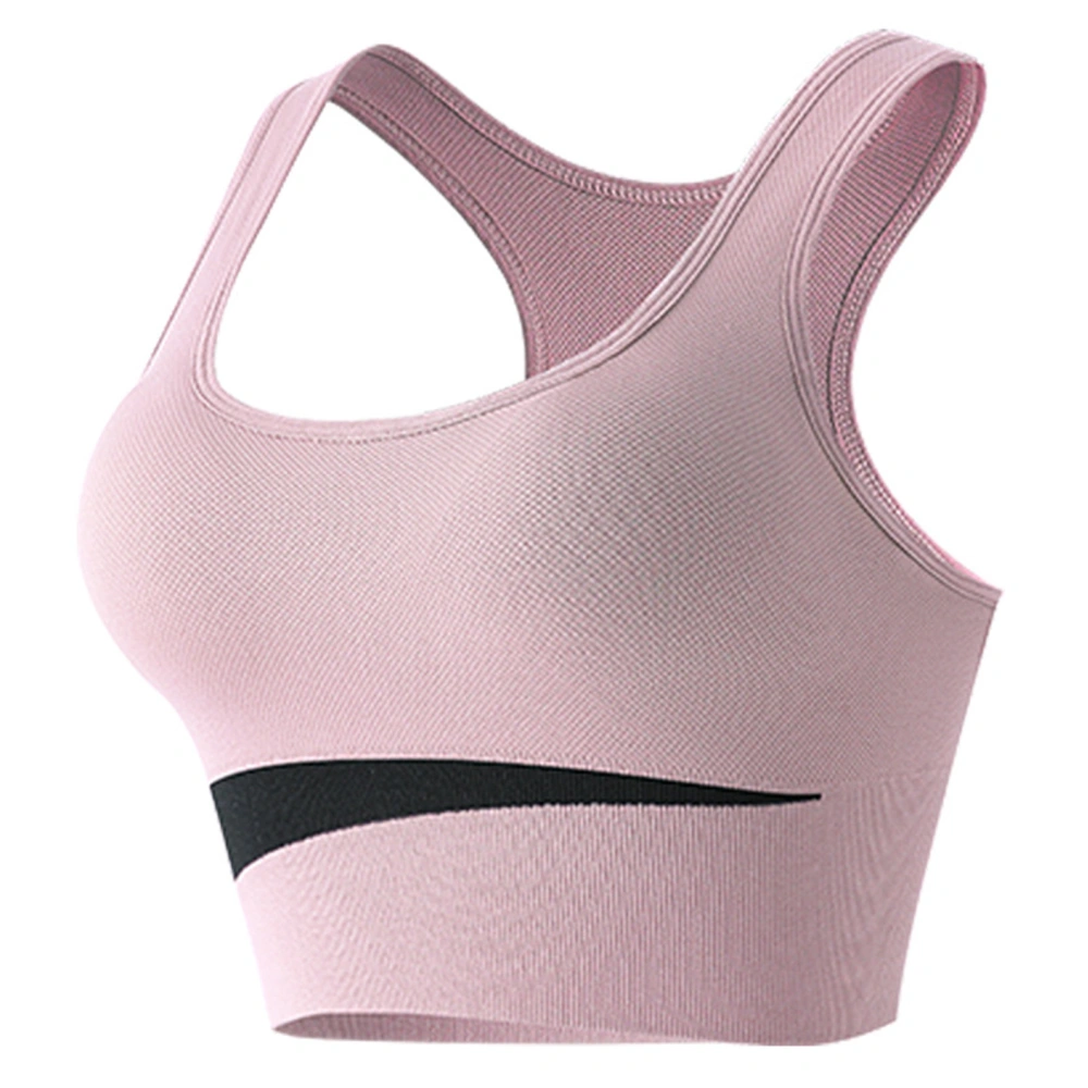 Sports Bra Nylon Breathable Skin Friendly U Shaped Steel Ring Free Running Gym Athletic Bra for Women Pink M