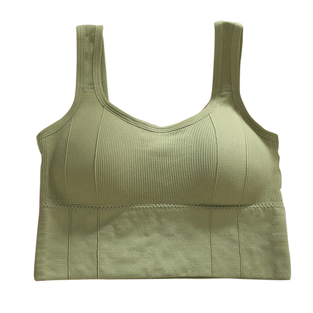 Sports Bra Full Coverage Tank Top Style Seamless Comfortable Womens Wireless Bra for Daily Wear Green