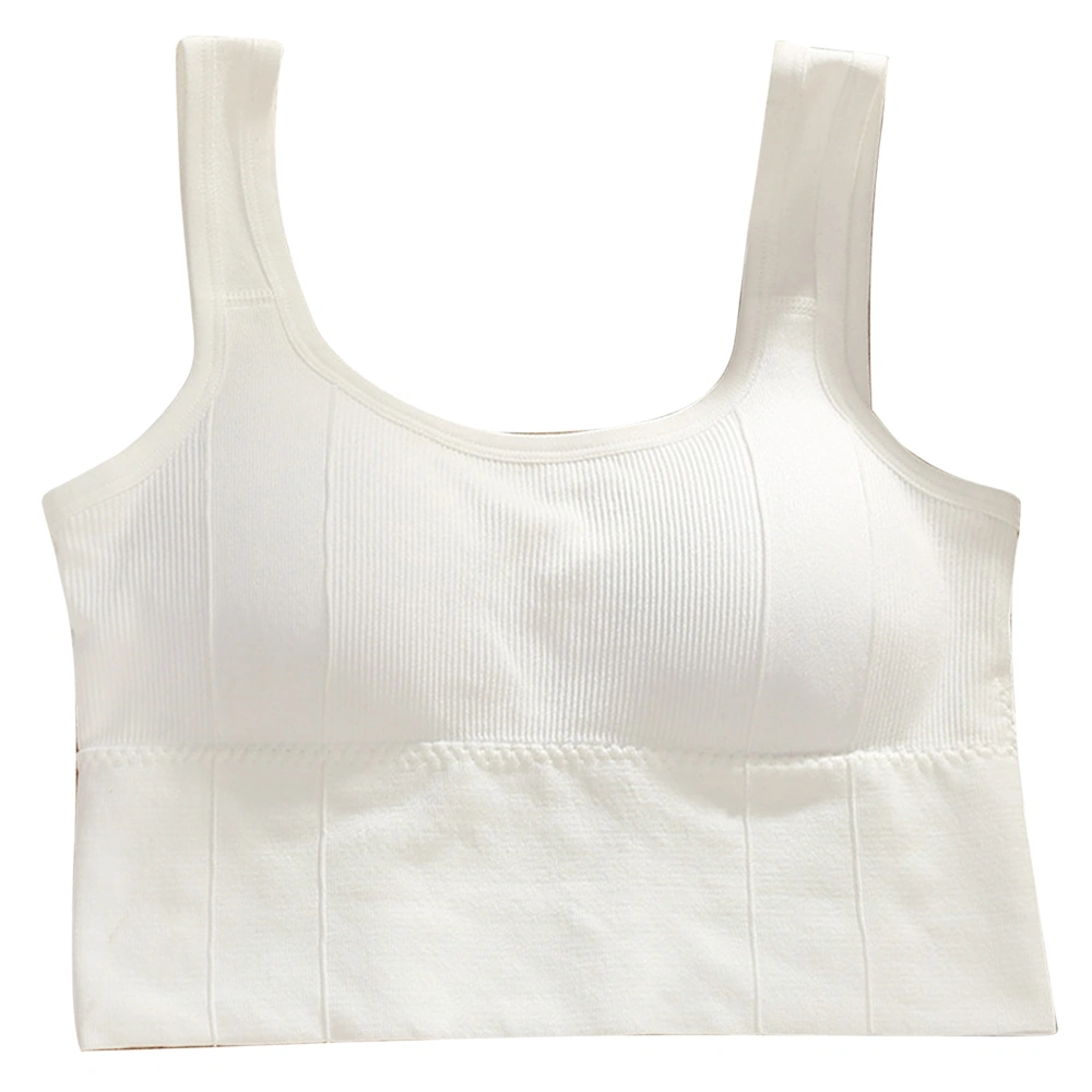 Sports Bra Full Coverage Tank Top Style Seamless Comfortable Womens Wireless Bra for Daily Wear White