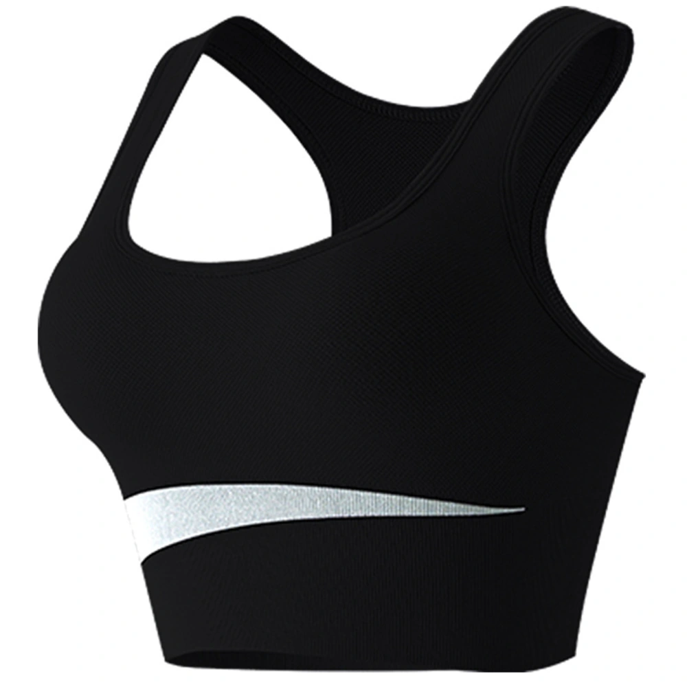 Sports Bra Nylon Breathable Skin Friendly U Shaped Steel Ring Free Running Gym Athletic Bra for Women Black M