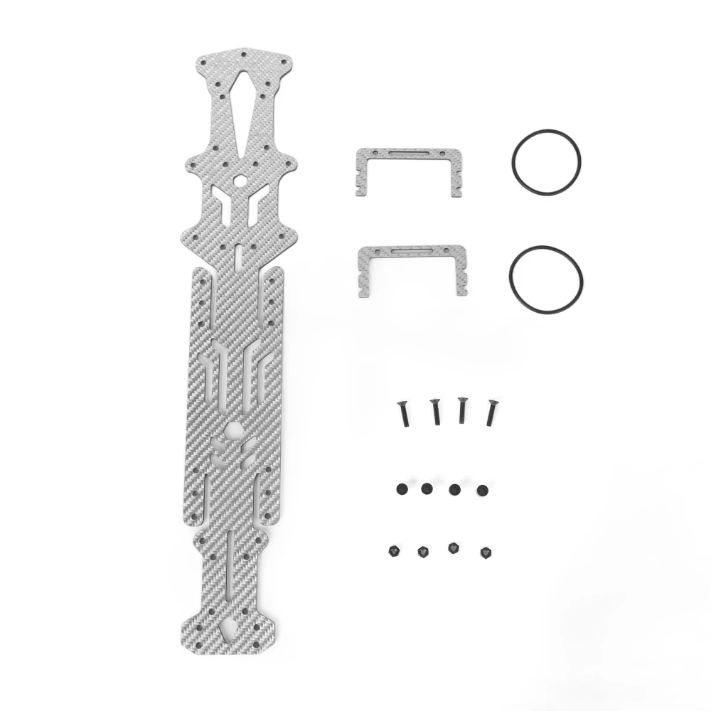 RC Chassis Plate Kit Replacement Carbon Fiber Chassis Battery Mount Screws for 1:10 Drift Car Silver SSG