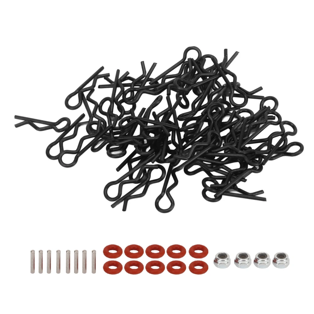 60PCS RC Car Body Clip 17mm Long 1.0mm Dia Easy Removal Installation Universal for 1/16 1/18 RC Car Truck Black