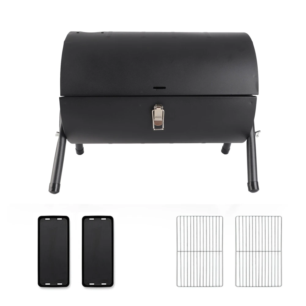 Charcoal Barbecue Grill Portable Smoke Free Double Sided Metal Charcoal BBQ Grill for Camping Picnics Parties Black