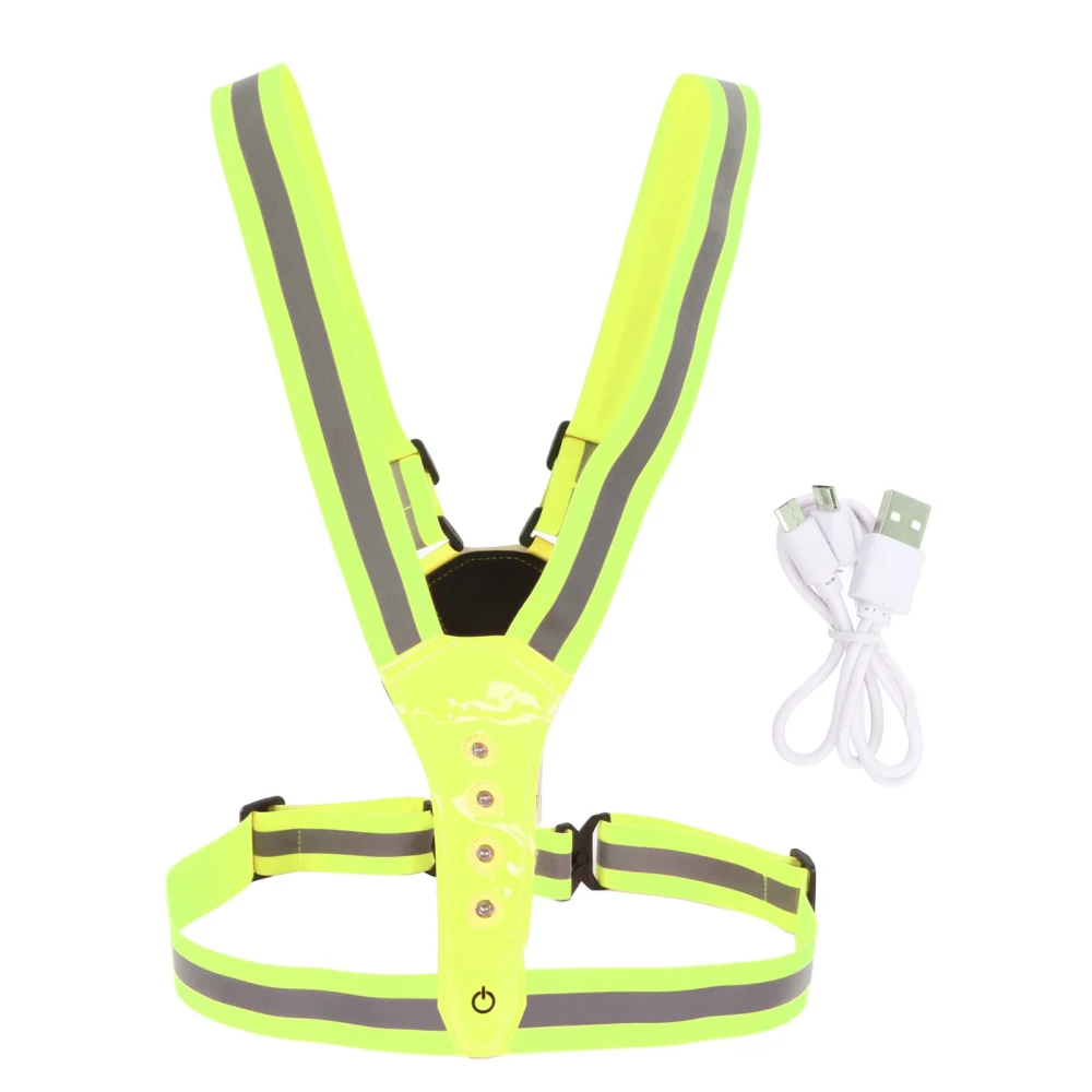 LED Reflective Vest Elastic High Visibility Rainproof Breathable Illuminated Sports Safety Vest for Running Cycling Yellow