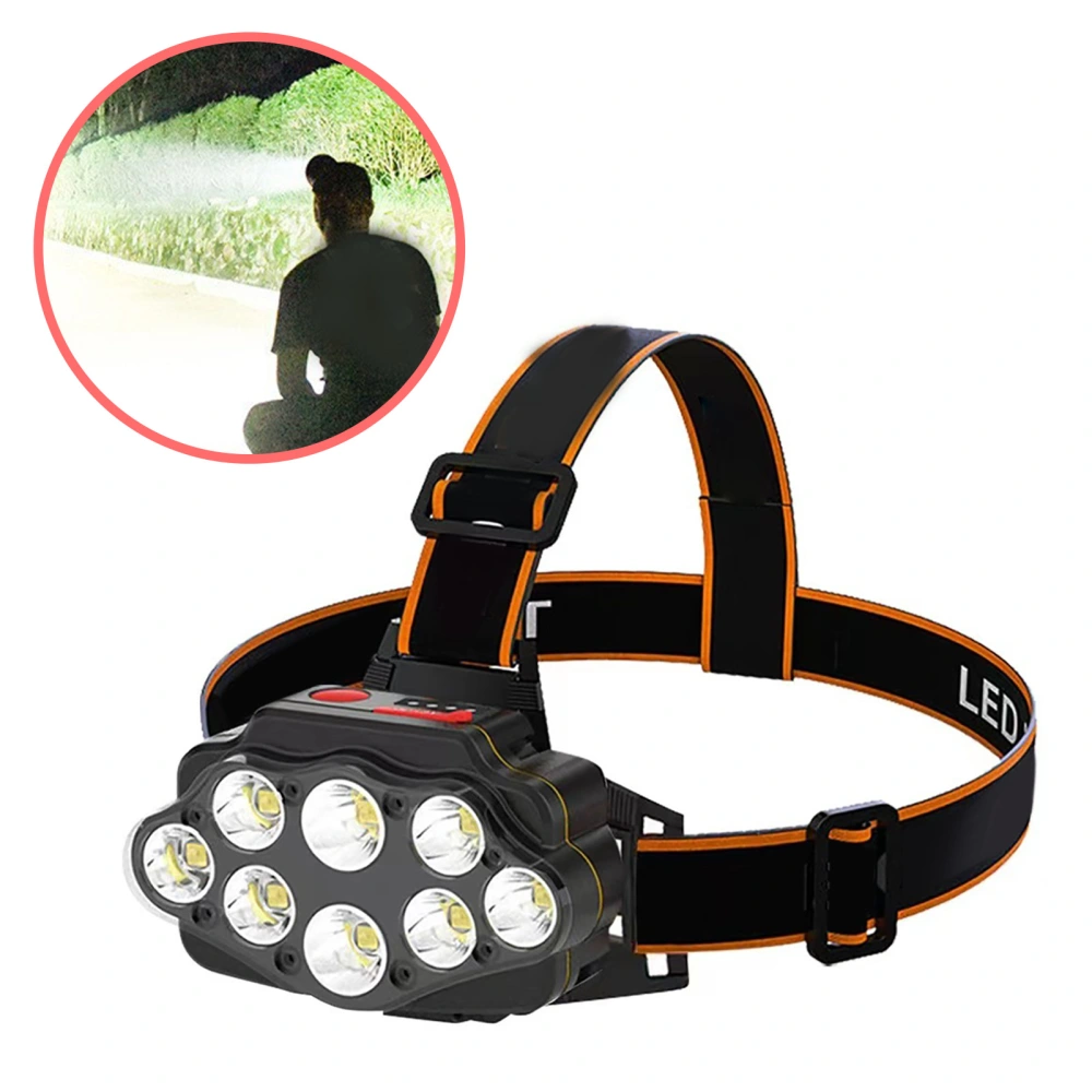 Head Flashlight Waterproof USB Charging Super Bright 8 LED Light Rechargeable Headlight for Nightwalk Hiking Fishing