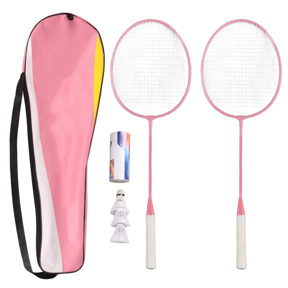 K1134 Badminton Racquet Set Split Iron Alloy Badminton Racket Set with Storage Bucket Storage Bag Pink