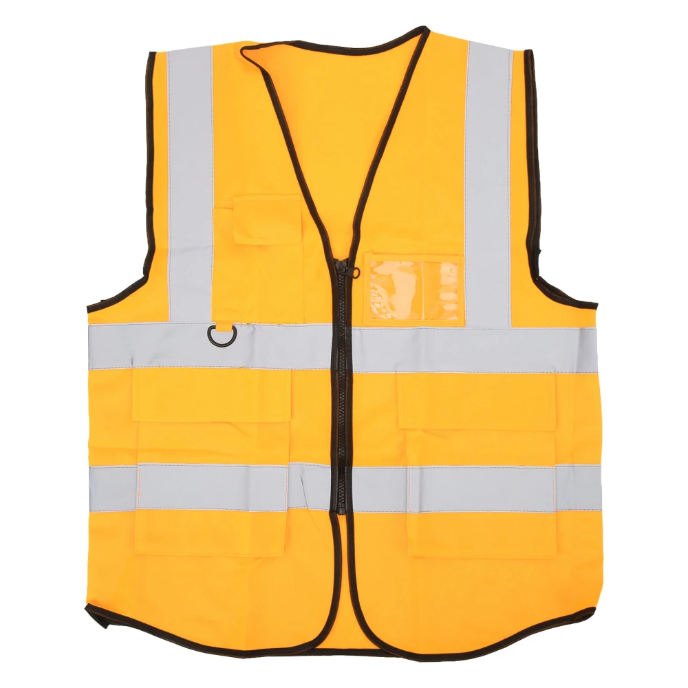 Safety Reflective Vest Multiple Pockets Waterproof High Visibility Zipper Front Safety Vest for Guardian Yellow