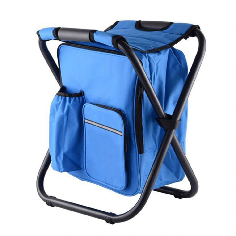 Backpack Cooler Chair Lightweight Large Capacity Folding Camping Stool for Travel Beach Hiking Picnic Blue