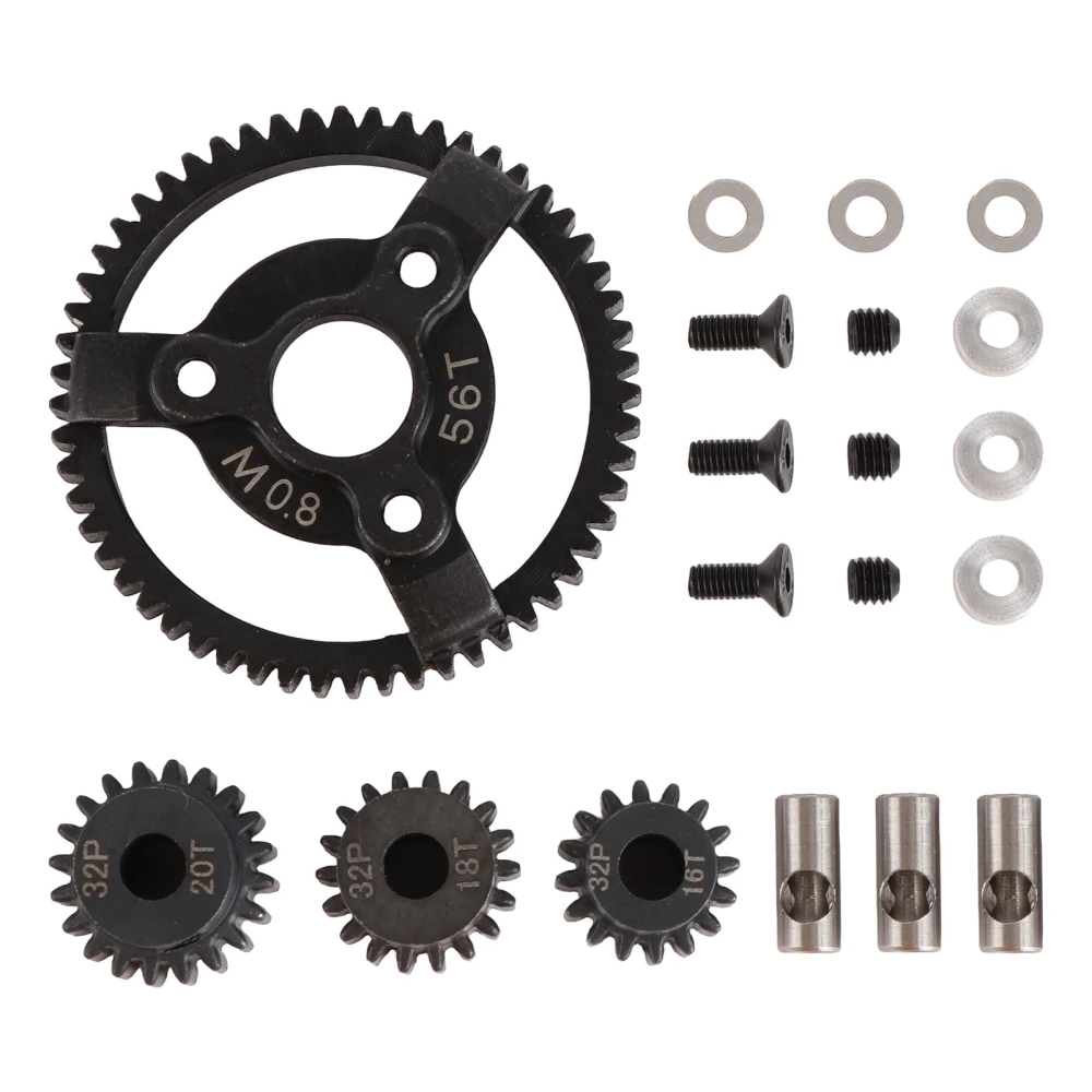 Hardened Steel 0.8M 32P 56T Spur Gear 16T 18T 20T Pinion Gear Set for Traxxas Slash 2WD 1/10 RC Car