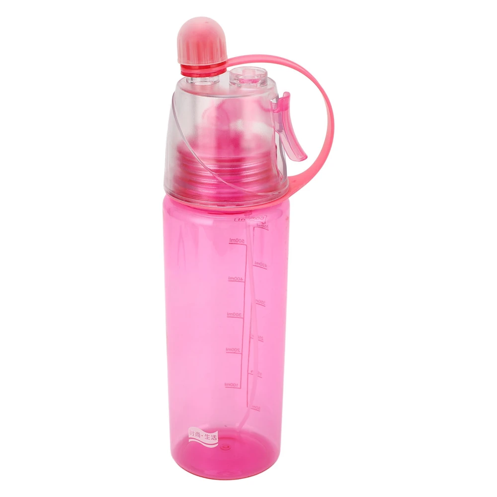 Water Spray Bottle Clear Scale Large Capacity Plastic Bottle for Sports Hiking Picnic Pink