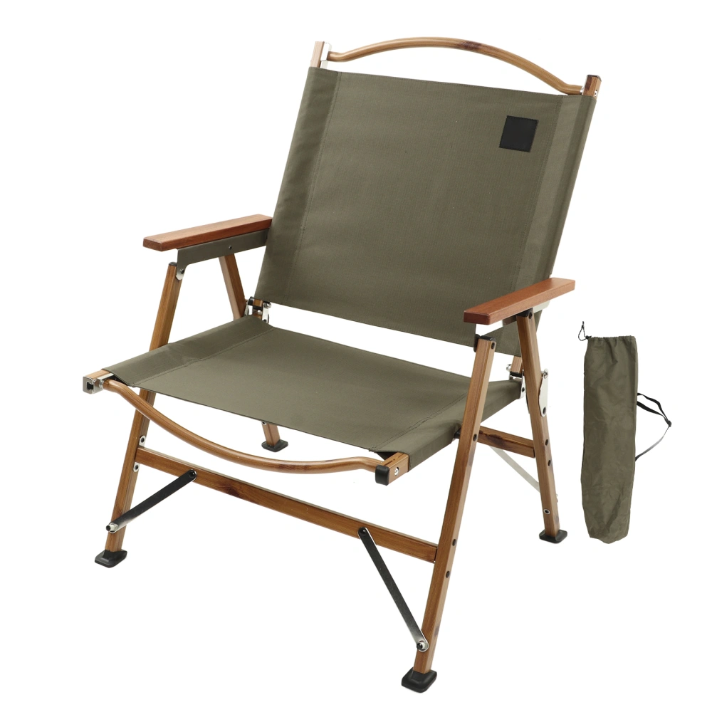 Portable Folding Chair with Handrail Ultra Light Lawn Chair for Hiking Beach Fishing Military Green