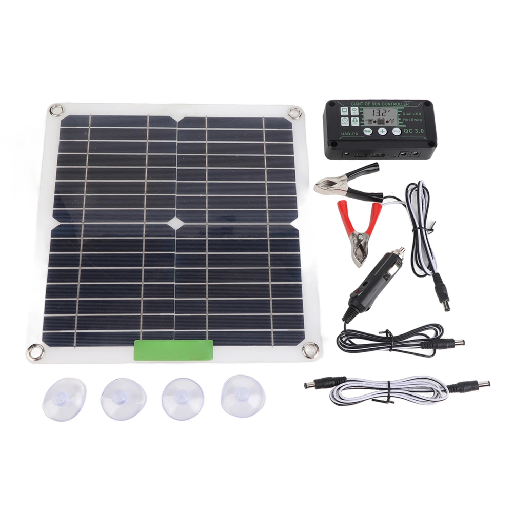 200W 12V Portable Solar Panel Kit Monocrystalline Solar Panel with Controller for Cycling Mountaineering Hiking Camping 20A