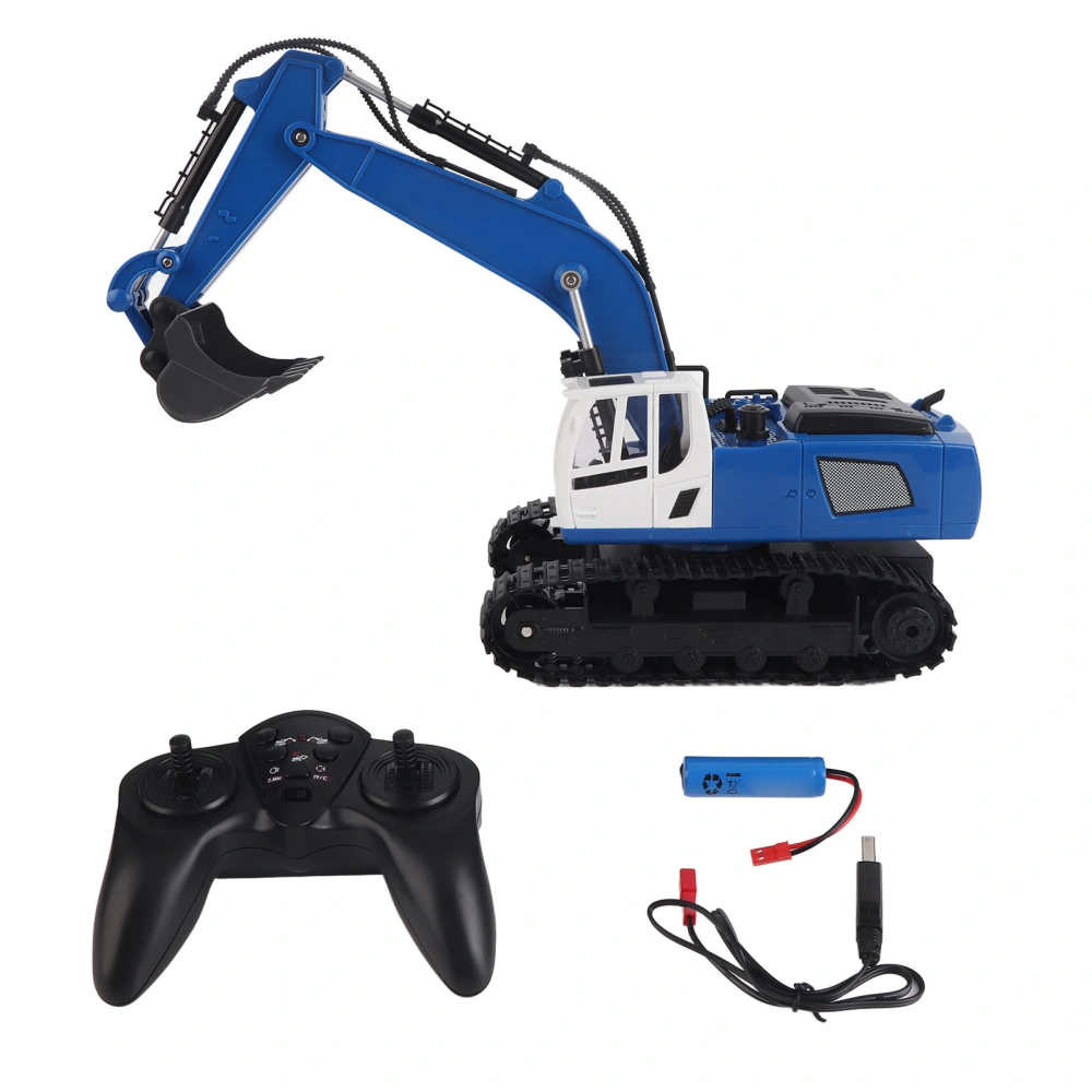 Remote Control Excavator 1:18 Alloy RC Excavator Construction Vehicle Toys for Kids Age 8 and Above Blue Single Battery