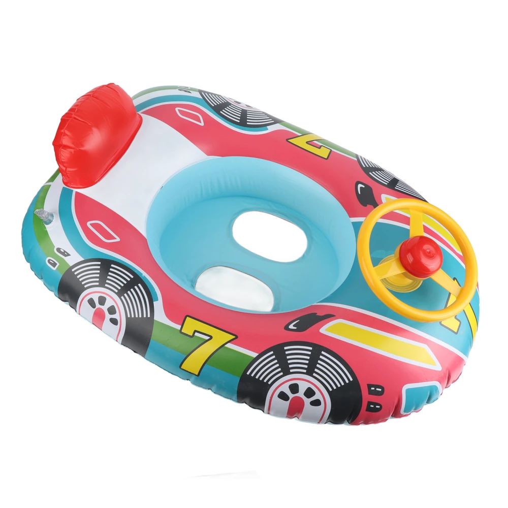 Inflatable Pool Float PVC Airplane Shape Swimming Ring Float Boat with Steering Wheel for Toddler Kids