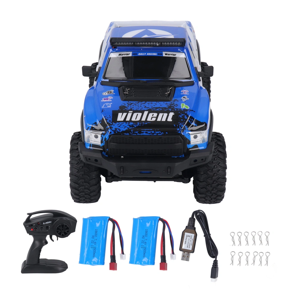 RC Crawler 1/10 Scale 2.4GHz 4WD LED Light 1500mAh 15km/h Rubber Tires RC Climbing Car with 2 Battery for Kids Adults ZP1010