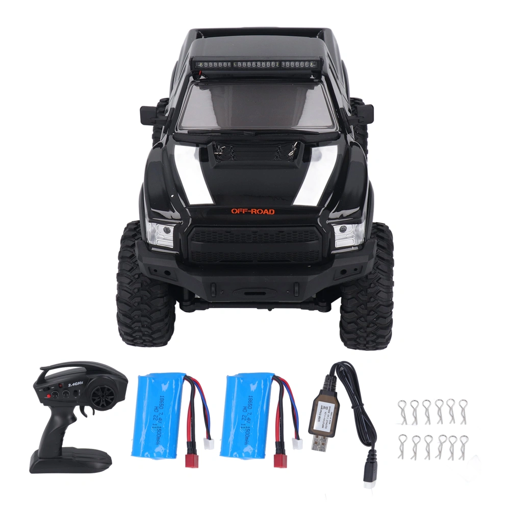 RC Crawler 1/10 Scale 2.4GHz 4WD LED Light 1500mAh 15km/h Rubber Tires RC Climbing Car with 2 Battery for Kids Adults ZP1009