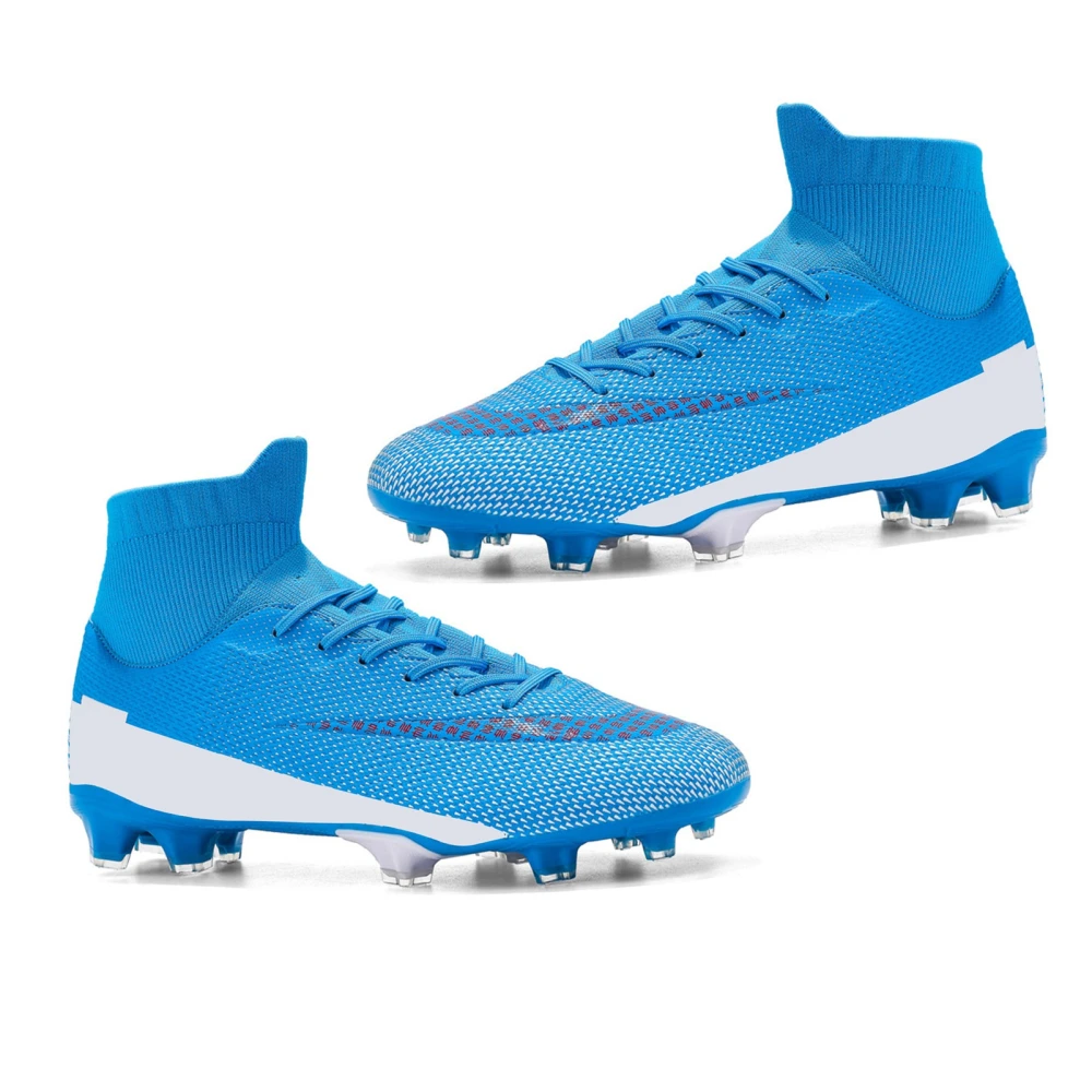 Cleats Men Soccer Shoes Outdoor Indoor Training Adult Football Shoes Grass Training Match Sport Sneakers Blue 43