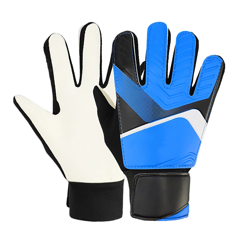 Goalkeeper Gloves Rubber Cotton Anti Collision Soccer Goalie Gloves for Kids Boys Blue Type 7