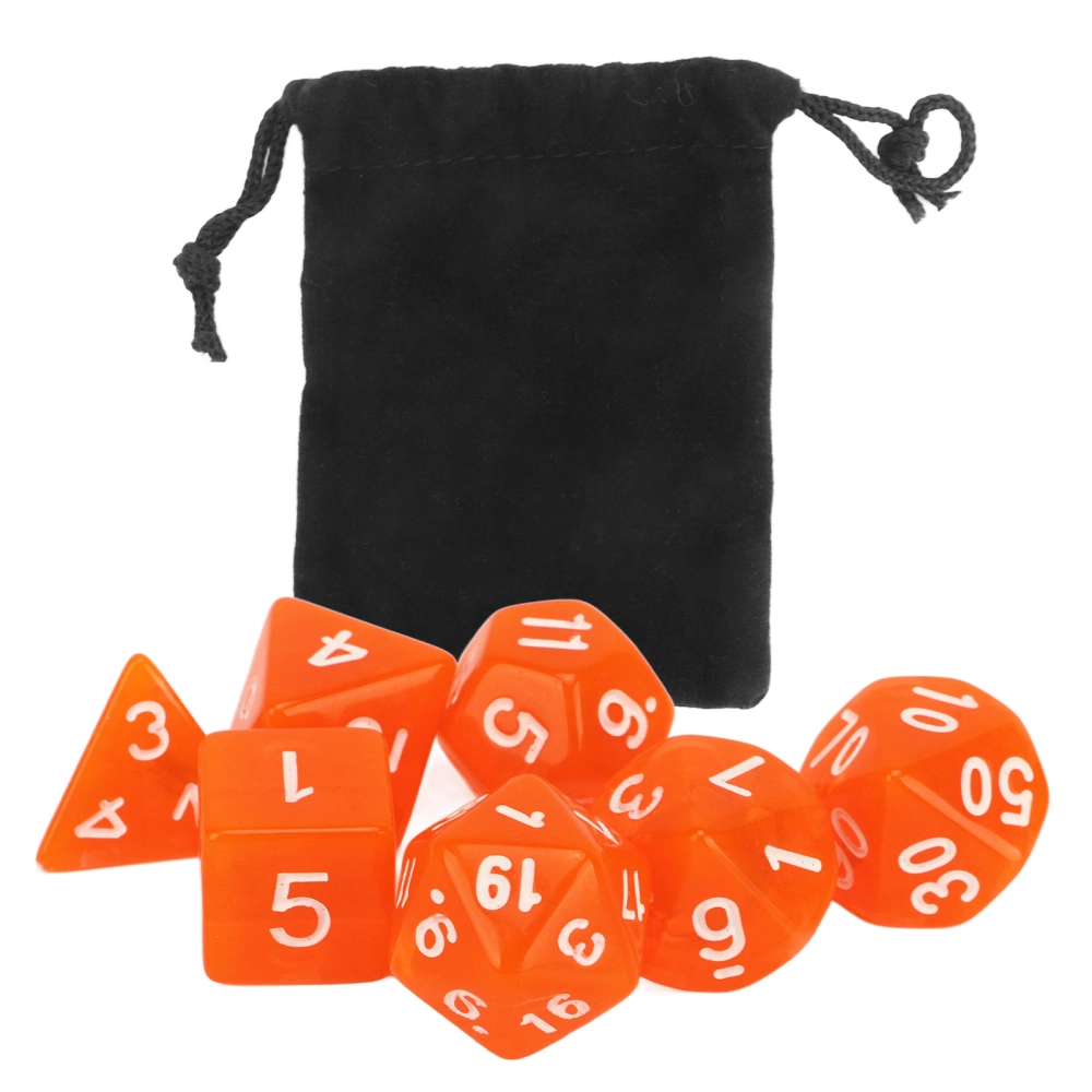 7PCS Polyhedral Dice Acrylic Mini Polyhedral Dice Set for Board Game Transparent Orange