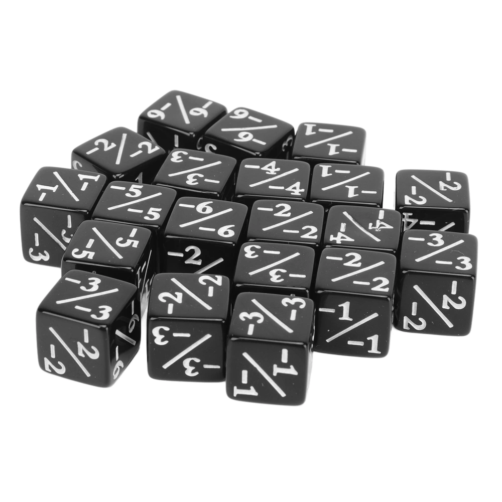 20pcs Dice Set Puzzle Fun 6 Sided Number Acrylic Dice for Gaming Preschool Education Black