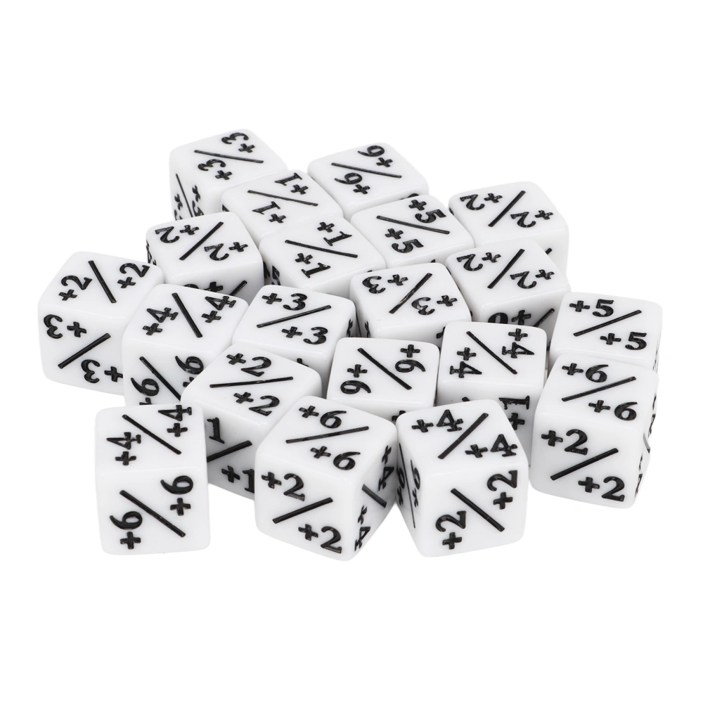 20pcs Dice Set Puzzle Fun 6 Sided Number Acrylic Dice for Gaming Preschool Education White