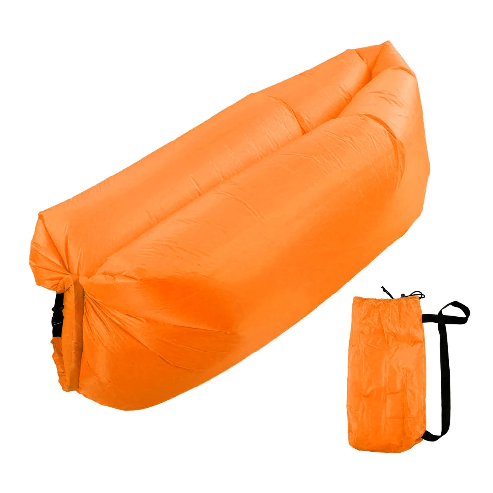 Inflatable Lounger Air Sofa Portable Foldable Comfortable Inflatable Couch with Storage Bag for Outdoor Camping Orange