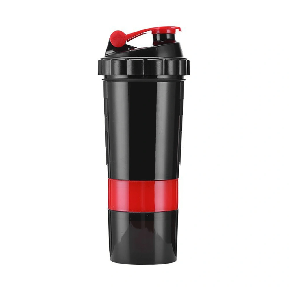 Shaker Bottle 3 Layer Leakage Proof Portable Plastic Sports Mixer Cup with Protein Powder Capsules Box Red