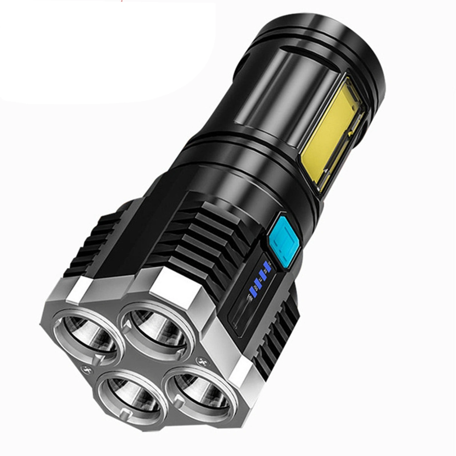 LED Outdoor Flashlight Portable USB Rechargeable Super Bright Torch Quad Core for Fishing Hiking Emergencies 1PC